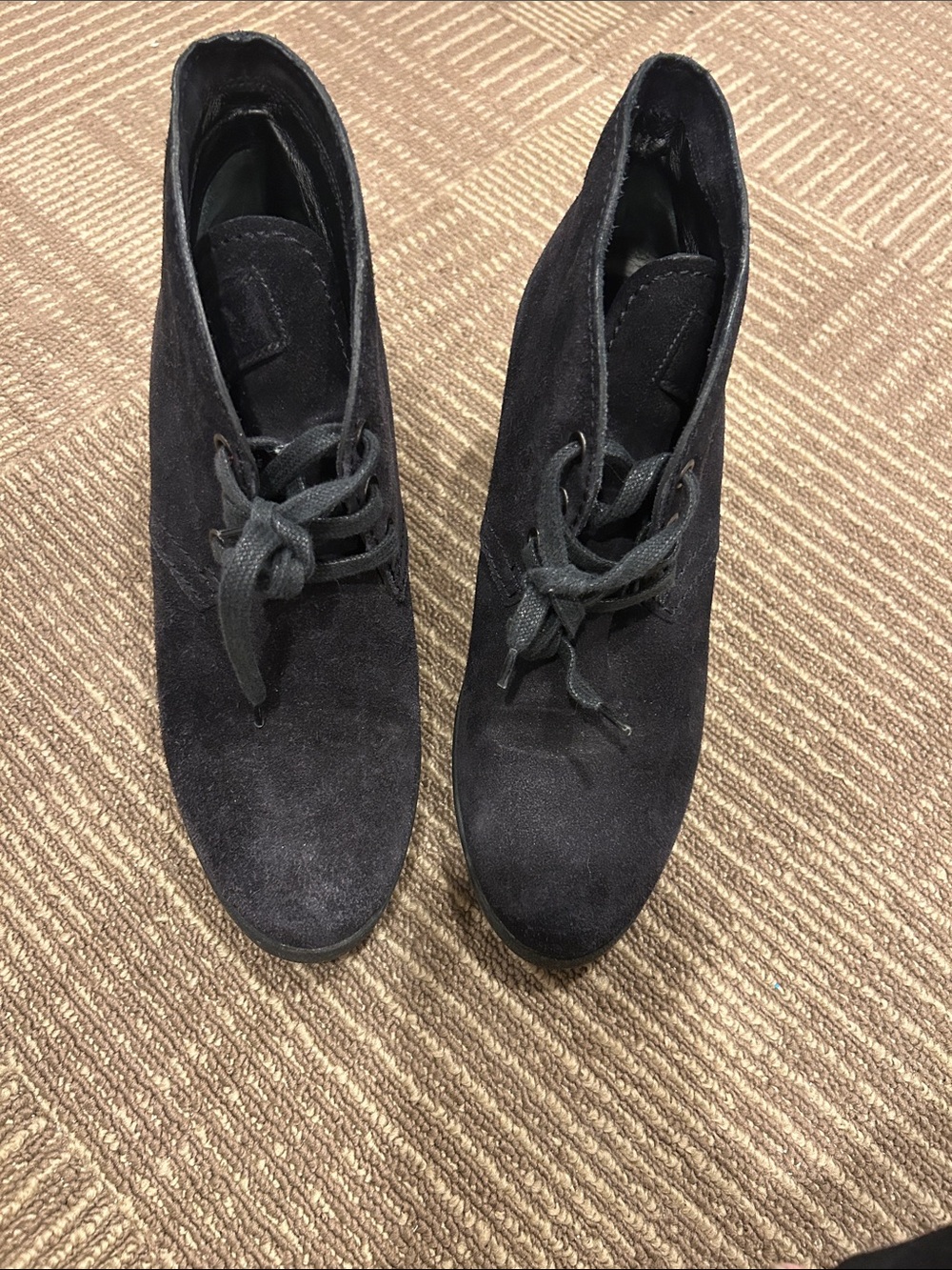 Prada Black Suede Lace-Up Ankle Boots